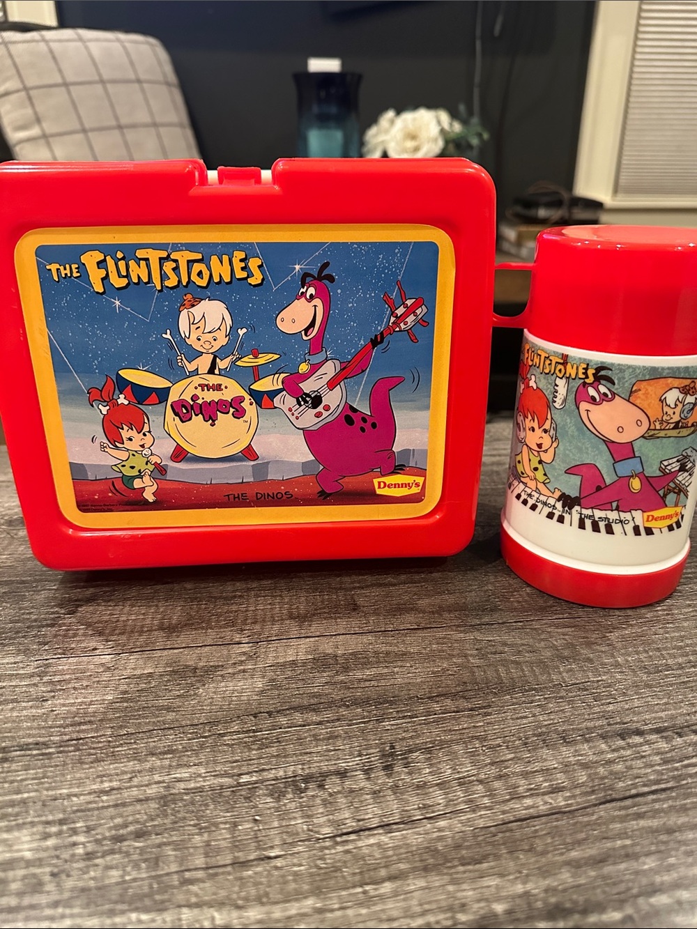 Vintage 1989 The Flintstones Dennys Lunchbox with Thermos
